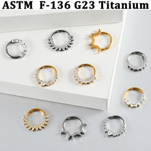 Titanium <strong>Nose</strong> <strong>Ring</strong> Zircon Teardrop Huggie Hoop Plated Trapezoid Marquise Zircon Segment <strong>Ring</strong> <strong>Nose</strong> <strong>Ring</strong> Piercing Cartilage - Product Image 2