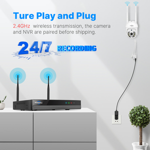 กล้องวงจรปิด Hiseeu 5MP H.265 แบบพาโนรามากลางแจ้ง รองรับ Wifi ภาพสีกลางคืน ระบบ PTZ พร้อมชุด NVR ไร้สาย - Product Image 2