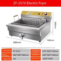 Friteuse Électrique Commerciale Industrielle en Acier Inoxydable 1 Cuve 1 Panier 25L pour Corn Dogs, Plage de Température 50-200°C, Lot de 10 Minutes