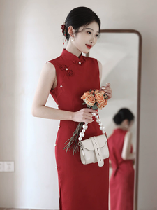 Lady Elegant Jacquard Qipao Rouge Vintage Bride Wedding Cheongsam Chinese Style Dress Big Size 3XL Sexy Vestidos Oriental Clothing - Product Image 3