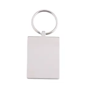 Manufacturer Customized Laser Cut Stamped Square Stainless Steel Charm Sublimation Plain Engravable Keychain