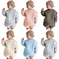 Ensemble de survêtement pour enfants personnalisé, très vendu, deux pièces, couleur unie, vêtements pour nouveau-nés, ensemble de vêtements pour garçons à manches longues
