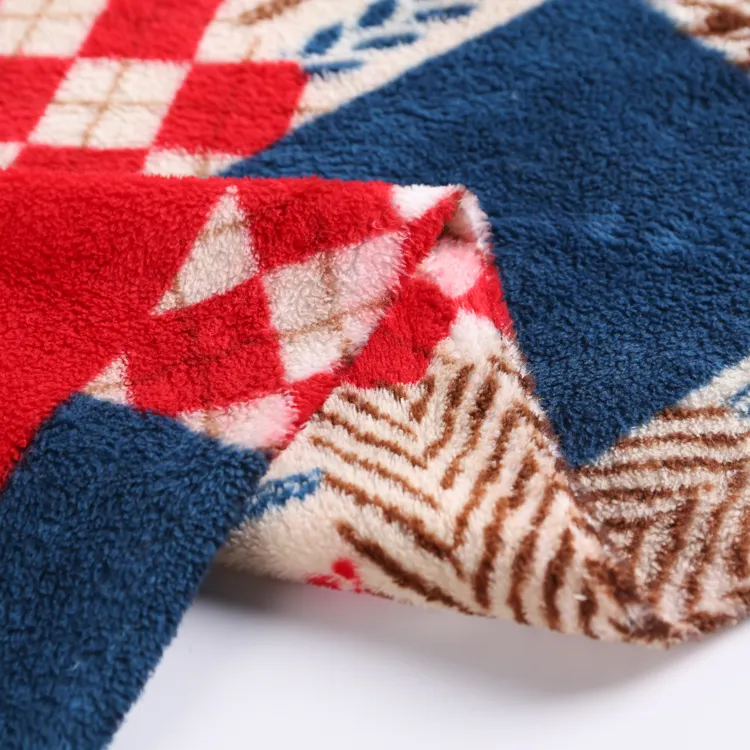 9.9 usd frete grátis grátis 100% cobertor de lã urdidura malha impresso coral tecido de lã