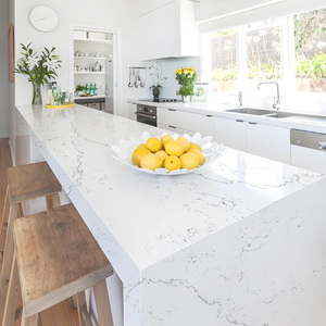 Gran oferta, encimera de losa de cuarzo Calacatta blanca grande moderna, pulida a mano Premium, personalizada de fábrica para cocina, Bar, Hotel - Product Image 3