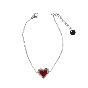 Fine Charm <b>Bracelet</b> 316L Stainless Steel PVD Gold Plating <b>Red</b> Heart Pendant Women's Jewelry - Product Image 2