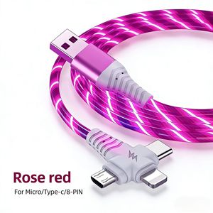 Flowing <b>Light</b> 3 In 1 Data Cable <b>Usb</b> Type C To Type C Fast Charging For Android Huawei Apple 1m PVC Cable With <b>Led</b> <b>Light</b> - Product Image 5