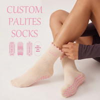 Chaussettes de yoga et de Pilates en coton doux de haute qualité pour femmes, personnalisées, avec bordure anti-fongique, antidérapantes pour le sport