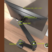 Nouveau support de moniteur pneumatique HILLPORT 17-35 pouces, station de travail de jeu, support de bureau rotatif à écran croisé, inclinaison de 45 degrés, 10 kg