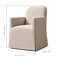Fauteuil de salle à manger rembourré avec jupe longue, tissu tissé croisé, chaise de salle à manger moderne minimaliste avec jupe
