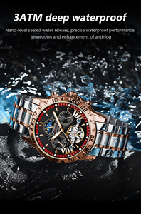 นาฬิกาข้อมือชายใหม่ poedagar กันน้ำเรืองแสงโครโนกราฟสำหรับผู้ชายนาฬิกาควอตซ์สแตนเลสผู้ชาย1410 - Product Image 4