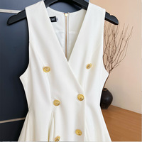 Robes Chic 2026 – Nouvelle Collection Été – Robe de Soirée Élégante à Col Plongeant, Sans Manches, Double Boutonnage, Coupe Ajustée, Sexy pour Femme