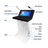 Table multimédia à écran tactile, podium numérique intelligent Android LCD avec micro interactif et ordinateur pour les conférences