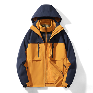 Áo khoác ngoài nam 3 trong 1 nhẹ, dùng cho đi bộ đường dài, leo núi, cổ đứng, áo gió dài có khóa kéo toàn thân, phối màu, thoáng khí - Product Image 4