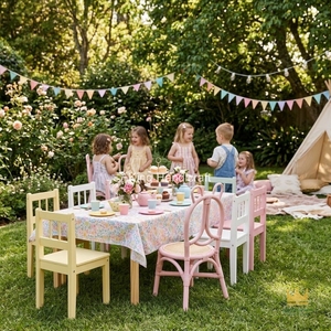 Chaise de salle à manger pour enfants en rotin naturel de couleur pastel, faite à la main, mobilier pour tout-petits pour fêtes d'anniversaire et événements, vente en gros - Product Image 4
