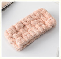 Ensemble bandeau, élastique à cheveux et bracelet en polaire corail pour le lavage du visage, absorbant l'eau, anti-humidité, à bords larges, pour le sport et le lavage