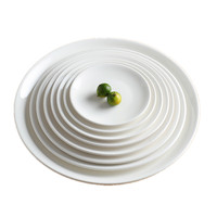 Vaisselle de restaurant personnalisée en gros Service événementiel incassable Assiettes de présentation rondes en mélamine blanche nordique de 12 pouces