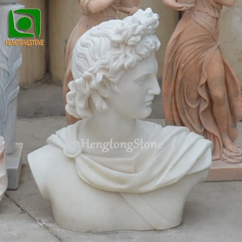 Customized White Marble Hand Carved Famous Apollo Bust Statue In Stock