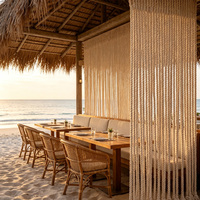 Paravent vertical en macramé de corde de coton de qualité professionnelle pour l'extérieur, idéal pour les patios de complexes hôteliers en bord de mer des Caraïbes