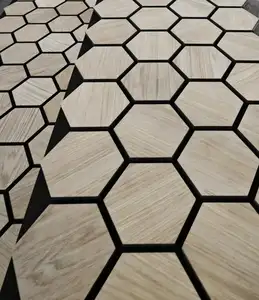 Painéis acústicos hexagonais para paredes de madeira