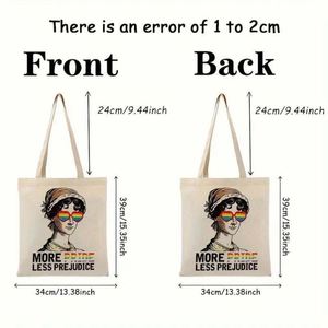 Bolsa de Mano Reutilizable de Gran Capacidad con Diseño de Orgullo LGBT, con la Frase 'Más Orgullo, Menos Prejuicios', Bolsa de Hombro para Regalo - Product Image 5