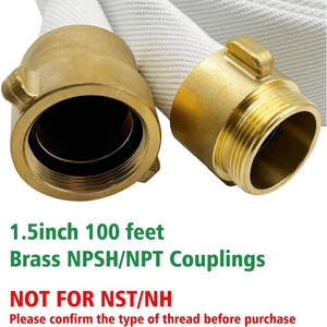 Tuyau d'incendie Wansheng 1 1/2 pouce x 50 pieds, blanc, flexible, avec connecteur NST NH, usage industriel - Product Image 3