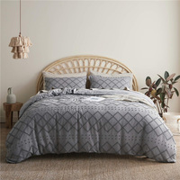 Ensemble de literie en tissu texturé trois pièces, très vendu, en coton bohème uni, housse de couette moelleuse