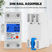 Medidor de energía monofásico con retroiluminación Digital LCD de carril Din, medidor de consumo de energía en kWh, vatímetro electrónico AC 220V 120V 80A, reinicio