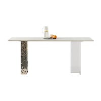 Ensemble complet de table et chaises à manger, table à manger suspendue en acrylique transparent style crème avec plateau en roche pour la maison