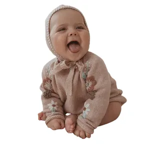 2- 10 years old baby kid's sweater lovely girl's sweater hand floral embroidery baby sweater romper