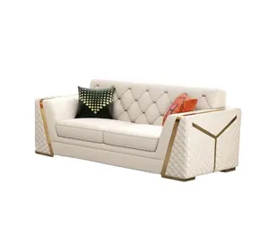 Incrustations en bronze frappantes de luxe canapés en cuir véritable à grain supérieur canapé moderne de design italien à vendre - Product Image 1