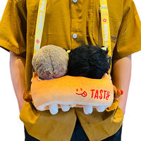 Sac à dos en peluche personnalisé en coton style dessin animé, pendentif hamburger, jouet doux et mignon pour jouer