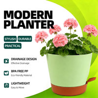 Pots de fleurs modernes et durables en plastique PP à arrosage automatique avec trous de drainage, design minimaliste, capacité de 1,17 L pour une utilisation en intérieur/extérieur