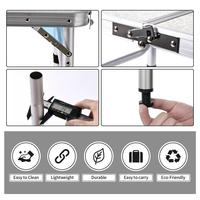 Table de camping pliable en aluminium pour l'extérieur avec filet de rangement – Design moderne et simple, mobilier d'extérieur portable pour pique-nique et sorties