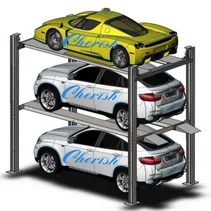Smart four post 3 mobil susun, garasi rumah olahraga penyimpanan tiga tingkat