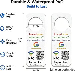 Letrero Colgante de PVC con Impresión Personalizada, NFC y QR, para Colgar en la Puerta, Escanea y Deja una Reseña, Sin Aplicación/Suscripción, Resistente al Agua - Product Image 5