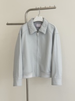 Veste en cuir bleu ciel pour femme, effet verni brillant, col tressé, style streetwear, chic décontracté, pour l'automne et l'hiver, à porter au quotidien