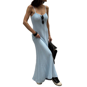 Robe longue moulante tricotée à fines bretelles pour femme, collection été 2026, style décontracté et tendance - Product Image 5