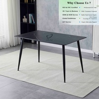 Table à manger rectangulaire en céramique avec plateau en pierre frittée, pieds en métal, facile à nettoyer, qualité supérieure, fabrication directe d'usine OEM/ODM
