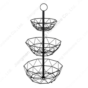 Three Tier Geometric Fruit Basket Black <b>Standing</b> Type For Kitchen Counter Storage - Product Image 5