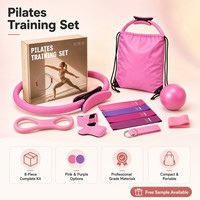 Set de Entrenamiento de Pilates, Kit de Equipo de Yoga de 8 Piezas, Anillo de Pilates, Bandas de Resistencia, Bola, Correa, Calcetines, Gimnasio en Casa, Fitness para Mujeres