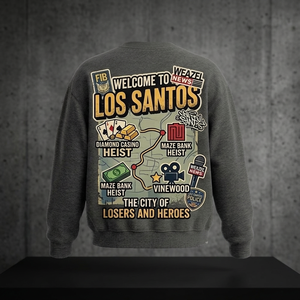 Sweat-shirt à col rond pour homme Grand Theft Auto V The Los Santos Heist, coupe classique, imprimé, en coton, décontracté, automne - Product Image 4