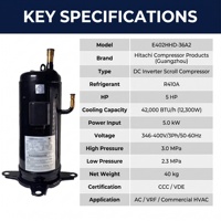 Compresseur Scroll Inverter E402HHD-36A2 pour Climatisation et Réfrigération R410A, Efficacité d'Échange Thermique Améliorée 27A2