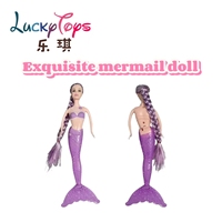 Vente en gros de poupées sirènes en PVC de 11 pouces, rouge et bleu, avec lumière, fonctionnant à piles, modèle de jouet princesse, cadeau de mode pour filles