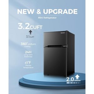 Mini Refrigerador Euhomy con Congelador de 3.2 Pies Cúbicos, Refrigerador Compacto de 2 Puertas para Dormitorio, Apartamento u Oficina, Color Negro - Product Image 2