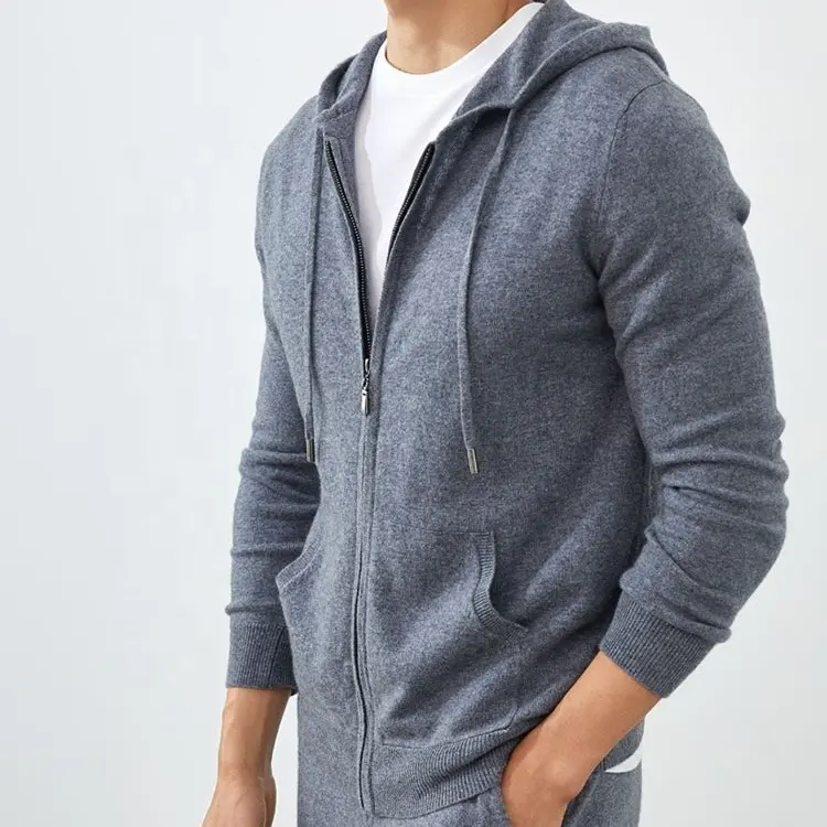 Knitted Sweater Designer Custom Logo Long Sleeve Full Up Zipper Knitted Wool Cashmere Clothes Men's Cardigan Hoodie Sweater