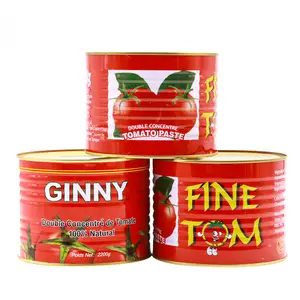 Latas de pasta de tomate enlatadas de alta calidad 2200G en diferentes tamaños sin aditivo del fabricante 28-30% Brix