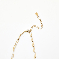 Kalung Hati Oval Link Diamond Paperclip Berlapis Emas 14K Rantai Liontin dengan Pengait Lobster Bahan Stainless Steel Perhiasan Wanita untuk Pesta