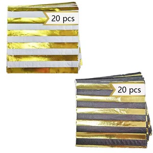 Schwarz-Weiß Gestreifte Personalisierte Papierservietten LR 6,5 Zoll Einweg mit Heißgoldprägung Modern Bedruckt für Hochzeit Cocktail Tisch - Product Image 4