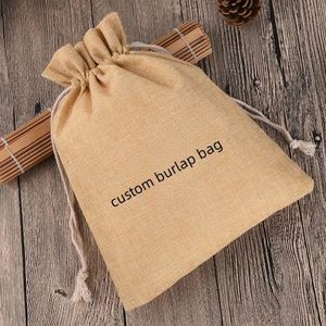 Wholesale Reusable Linen Pouch Burlap Shopping Bag Eco-friendly Drawstring Gift Bag With Custom Printed Logo - Product Image 4