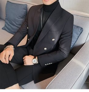 <span class=keywords><strong>Veste</strong></span> de <span class=keywords><strong>costume</strong></span> coupe ajustée pour hommes d'affaires britanniques haut de gamme à double boutonnage Style décontracté pour le printemps et l'automne <span class=keywords><strong>Veste</strong></span> de <span class=keywords><strong>costume</strong></span> - Product Image 3